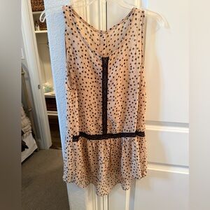 Polka Dot Sleeveless Top - Cream and Black